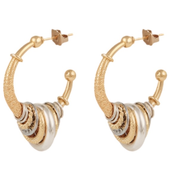 Gas Bijoux Authentic Maranzana Two-Tone Gold And Silver Small Hoop Earrings NWT - Picture 10 of 11